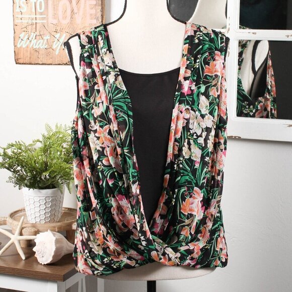 Alfani Women's Multicolor Floral Print Sleeveless Top - Size Medium (8) - Picture 1 of 4